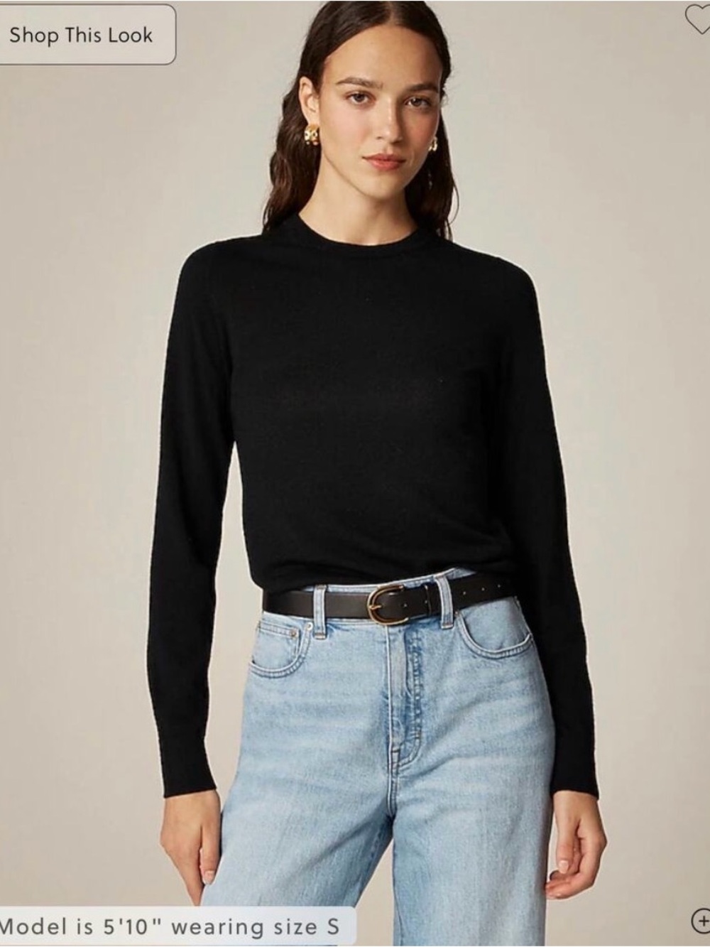 J.Crew | NWT Carolyn fitted crewneck sweater in merino wool in Black | Size M